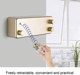 Retractable Dual Lines Indoor Clothesline - Clothes Drying Line for Hotel Home Balcony Bathroom - 4m/13.1ft(02) — thumbnail 3