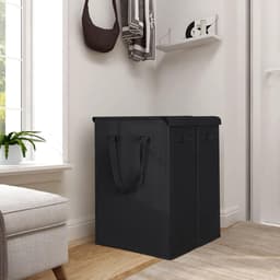 Slim Laundry Basket with Lid 58L - Breathable & Foldable - Large Storage Basket for Clothes - Wash Bedroom - Black — thumbnail 3