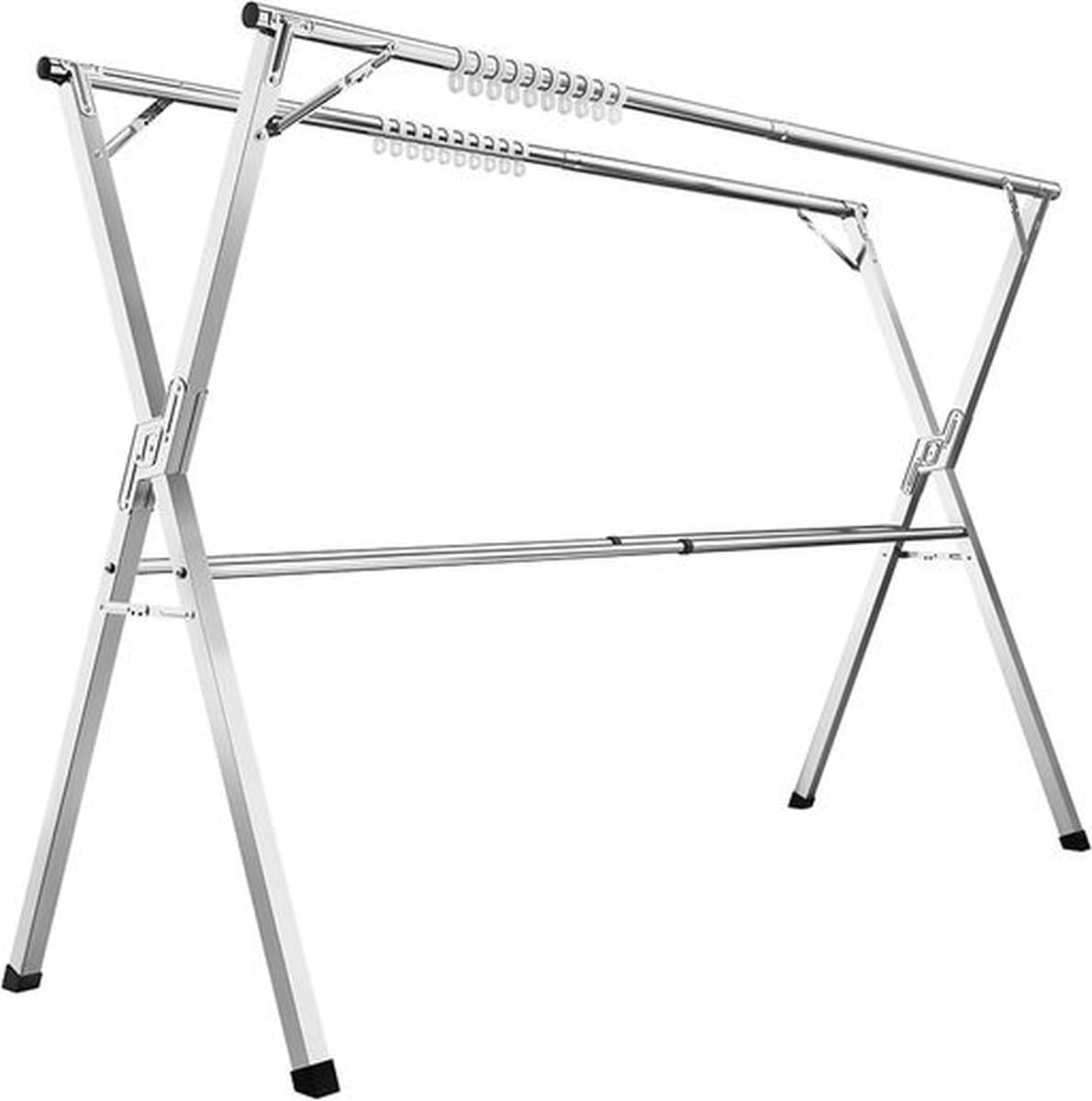 Wasrek Inklapbaar - Staand Droogrek metaal - 133-200 cm Uitschuifbaar - Zilver — afbeelding 1