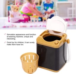 Elektrische wasmachine mini make-up borstel schoner - reinigen cosmetische tool - poppenhuis speelgoed - kinderen speelgoed - cadeau meisjes dames - (goud) - Mini wasmachine — thumbnail 3