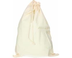Katoenen canvas opbergzak/waszak met afsluitkoord - 49 x 75 cm - 38 liter - naturel kleur — afbeelding 1