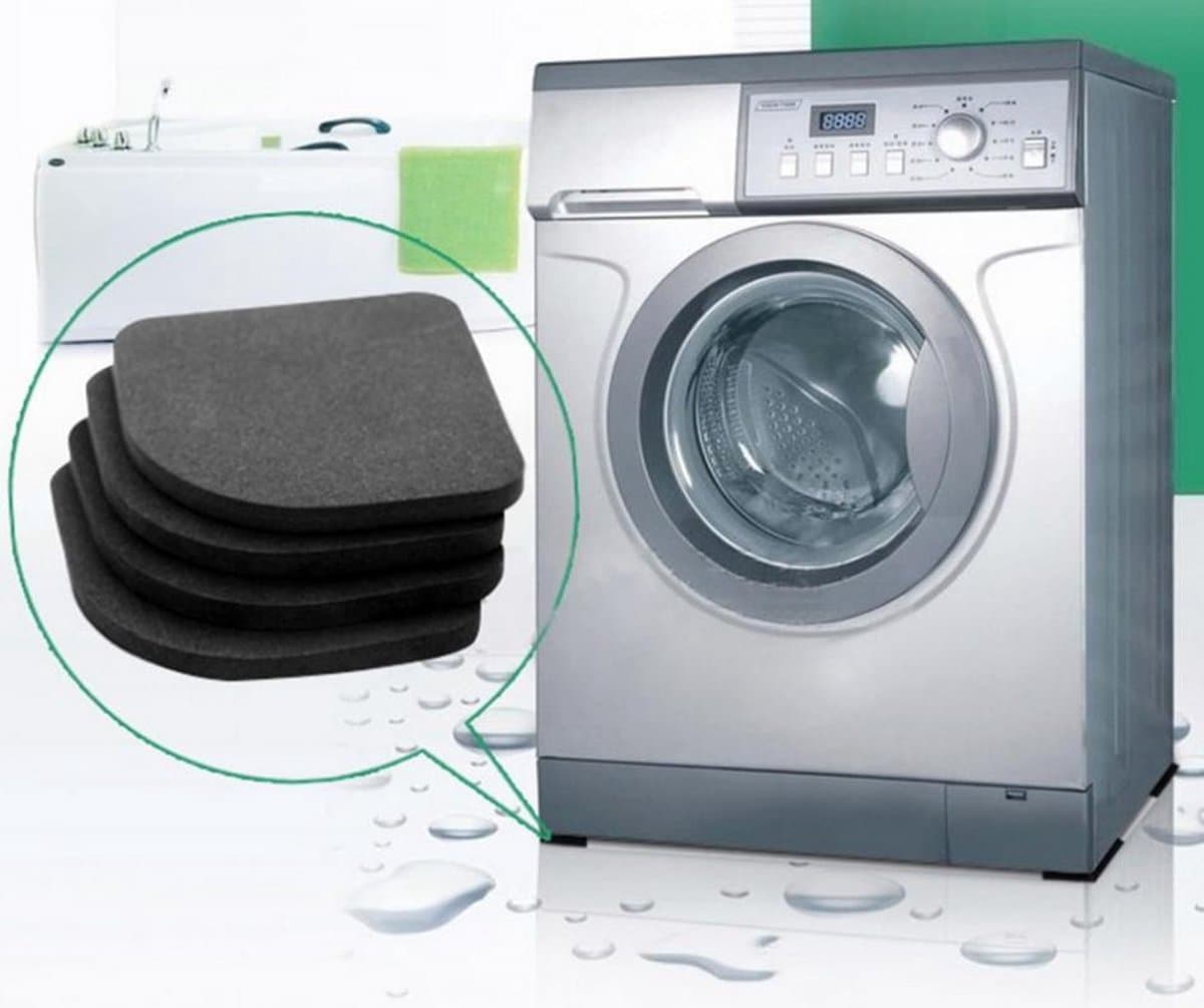 Anti-Slip matjes voor wasmachine, droger, koelkast, kast of ander apparatuur -  Trillingsdempers - Geluiddempers -  4 Stuks — afbeelding 1