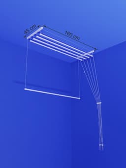 Heavy-duty Ruimtebesparend Plafond Droogrek - 5 stangen elk 160 cm lang — thumbnail 1
