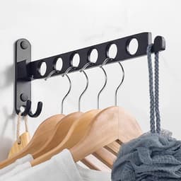 Wall Mounted Clothes Rack, Wall Hanger Drying Rack, 90° Rotation Foldable Wall Mounted Clothes Rack, for Balcony, Bathroom, Hotel — thumbnail 4