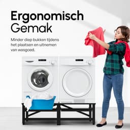 Bodo® - Wasmachine Verhoger - Dubbel - Kast - Ombouw uitschuifbare Plank - Zwart - 124x54x37cm — thumbnail 3