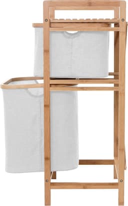 Cosmo Casa Wasmand - Plank wasmand wasrek badkamerrek opslag - Bamboe 84x44x34cm 72l - Crème - Wit — thumbnail 2