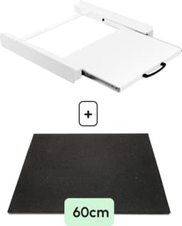 Bodo® - Stapelkit & Anti trillingsmat voor Wasmachine en Droger - Tussenstuk met uitschuifbare plank - Wit — thumbnail 1