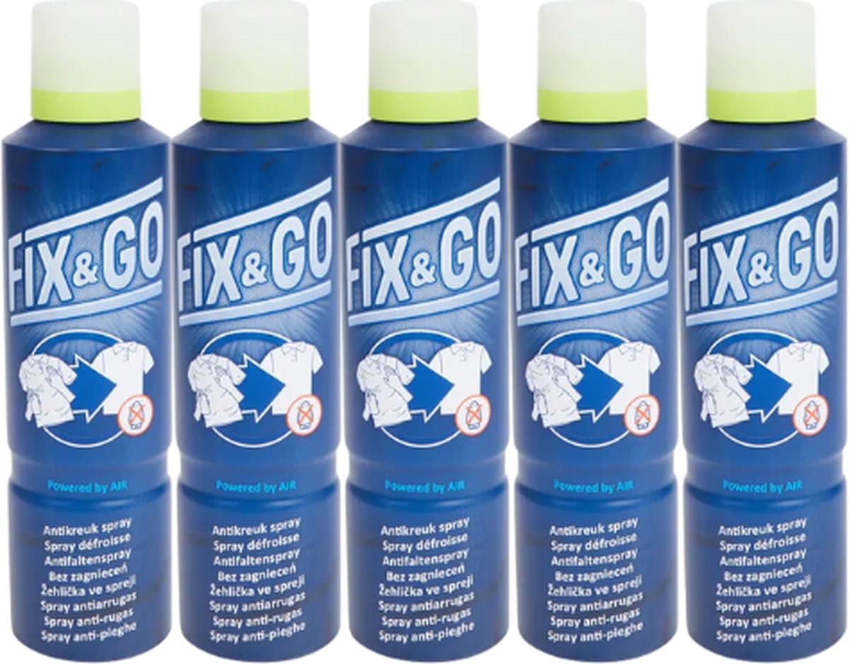 5x Fix en GO Antikreuk Spray - 200ml - Resultaat in 10 seconden - Makkelijk in gebruik - Verwijdert kreukels zonder te strijken — afbeelding 1