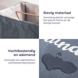 Wasmand - Katoen - Grijs - Opvouwbare Wasmand - Inklapbare Wasmand - Wasmand Met Hengsel - Wasmand Op Poten — thumbnail 3
