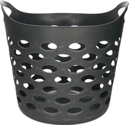 5Five Flexibele wasmand/opbergmand - 2x - rond - donkergrijs - 28 liter - D38 x H38 cm — thumbnail 2