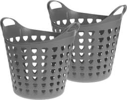 Flexibele wasmand - 26 liter - kunststof - grijs - D45 x H40 cm — thumbnail 4