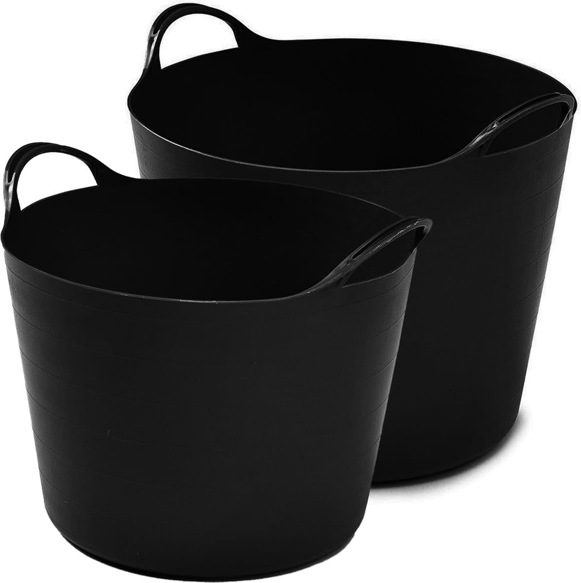 Whitefurze Flexibele emmers - 2x stuks - 26 liter en 39 liter - zwart - kunststof — afbeelding 1