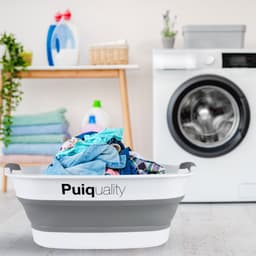Puiquality Opvouwbare Wasmanden met Handvaten - 26 Liter - Siliconen Wasmand - Wit/Grijs — thumbnail 5