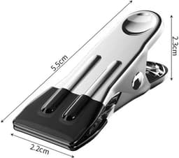 Set van 8 RVS Kledingknijpers – 5,5 cm – Zware Buiten Knijpers met Antislip Rubber – Voor Sokken, Handdoeken, Snackzakken en Foto’s – Zilver & Grijs — thumbnail 3