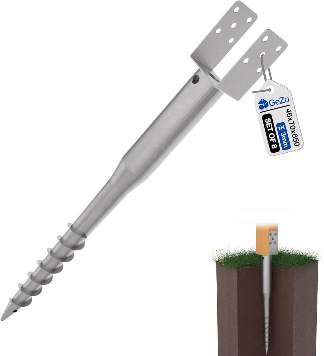 Grondanker U Vorm - Schroefpaal Houder - Stevig Bevestigen - Geen Beton Nodig - 46x650 mm - Thermisch Verzinkt — afbeelding 1