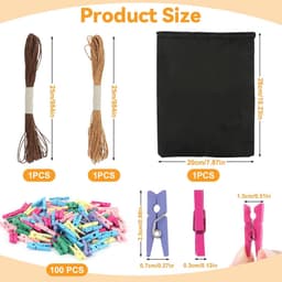 100 Stuks Decoratieve Houten Knijpers met Fotokabels en Opbergtas voor Foto's en Knutselprojecten — thumbnail 5