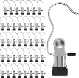Wasknijpers Haken - Kleding Clips - Drogen Kleding - 360 Graden Draaibaar - 11 x 5 cm - Zilver — thumbnail 1