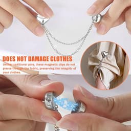 Broekclip - Broekklem - Vest ketting - Magnetische Broek & T-Shirt Kleding Clip - Kleding Gesp - Broekpijp Verkorter - Bevestigingsclip voor broekspijp - Wasknijpers - Antislip Vaste Gesp - Zilver — thumbnail 3