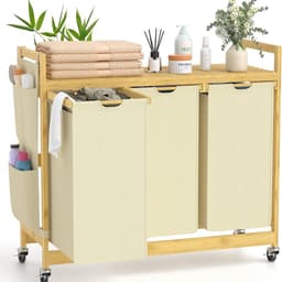 White-Label® Wassorteerder 3 Vaken - Wasmand - Wassorteerder - Beige — thumbnail 1