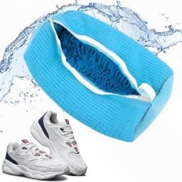 Famanu – Schoenwaszak - 2 stuks - herbruikbare waszak met ritssluiting - dik - 360 graden reinigingsfleece - waszak voor sneakers - tennisschoenen - blauw — thumbnail 3