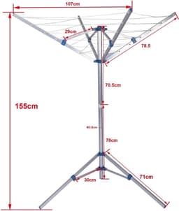 NBAP® Droogmolen met Voet voor Camping & Thuis - Wasrek Staand - Droogrek Inklapbaar - Zilver met Blauw — thumbnail 2