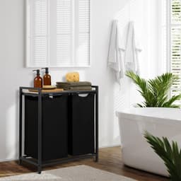 Waskast Met Manden - Kleding Opberger - Kleding Sorteren - 2 Gescheiden Vakken - 64.5 x 36 x 73 cm — thumbnail 2