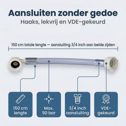 Cheqo® Aanvoerslang - Universele Aanvoerslang - Water Aanvoerslang - Waterslang Aansluiting - Toevoerslang - Water Toevoerslang - Wasmachine Aanvoerslang - Vaatwasser Aanvoerslang - Aanvoerslang 3/4 - Haakse Aanvoerslang — thumbnail 5