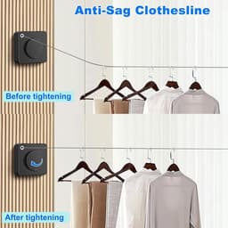 Waslijn Uittrekbaar - Drooglijn Kleding - Ruimtebesparend Droger - Zonder Boren Installatie - 48 Meter Lengte — thumbnail 5