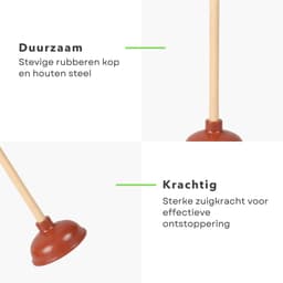 Cheqo® Ontstopper - WC Ontstopper - Toilet Ontstopper - Gootsteen Ontstopper - Afvoer Ontstopper - Plopper - Ontstopper met Steel - Rubberen Ontstopper — thumbnail 4