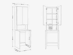 Hoge Kast voor Wasmachine en Wasdroger - Wit - 210 x 65 x 50/25 cm — thumbnail 4