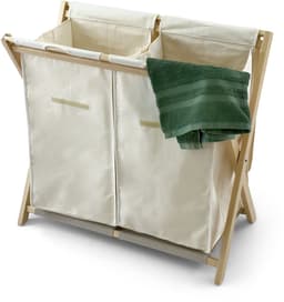 ARIT - Wasmand DAFFY NATURAL – Dubbele wasmand met uitneembare zakken – Massief beuken - Opvouwbaar – kleur: natuur — thumbnail 4