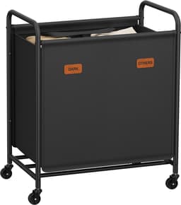 SONGMICS RLS210B01 - Wasmand met 2 Vakken - 140L - Op Wielen - Voor Badkamer Slaapkamer Wasruimte — thumbnail 1
