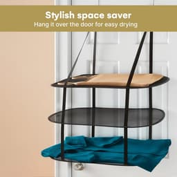 Deur Droogrek - Kledinghanger Organizer - Ruimte Besparen - 3 Etages Verstelbaar - 67x46x88 cm - Zwart — thumbnail 4
