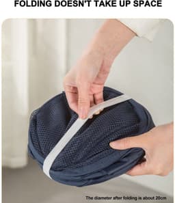 Wasmand - Opbergmand 75 liter - Wassorteerder - Mand Rond met handvaten - Wasbox Opvouwbaar Ademend - Speelgoedmand - voor kleding en opbergruimte - Zwart — thumbnail 2