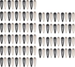 100x Metal Snap Haarspeldjes Zwart Wit - Sterke Klemmen voor Kinderen en Dames — thumbnail 1