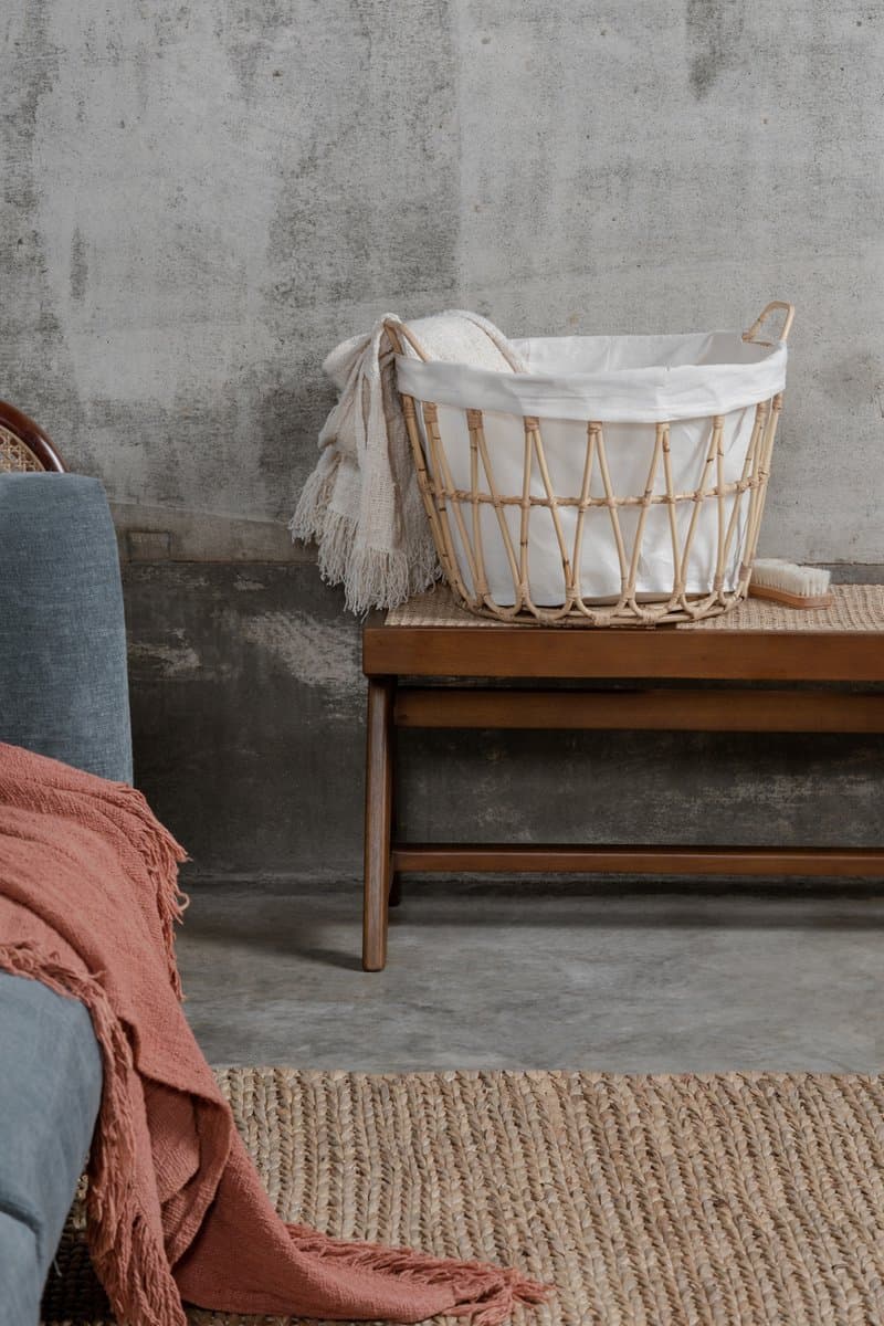 Rotan wasmand rond - organisch mand -opbergmand - in stapelbaar - 100% duurzaam katoen en rotan — afbeelding 1
