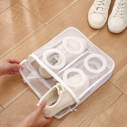 1 Pack Schoenen Waszak - Schoenen Waszak - Sneaker Wasmachine Zak - Hoge Kwaliteit Waszak met Ritssluiting - Herbruikbare en Duurzame Schoenen Waszak met Ritssluiting - Waszak voor Alle Schoenen-M - Wit - 26X25X7.5cm — thumbnail 2