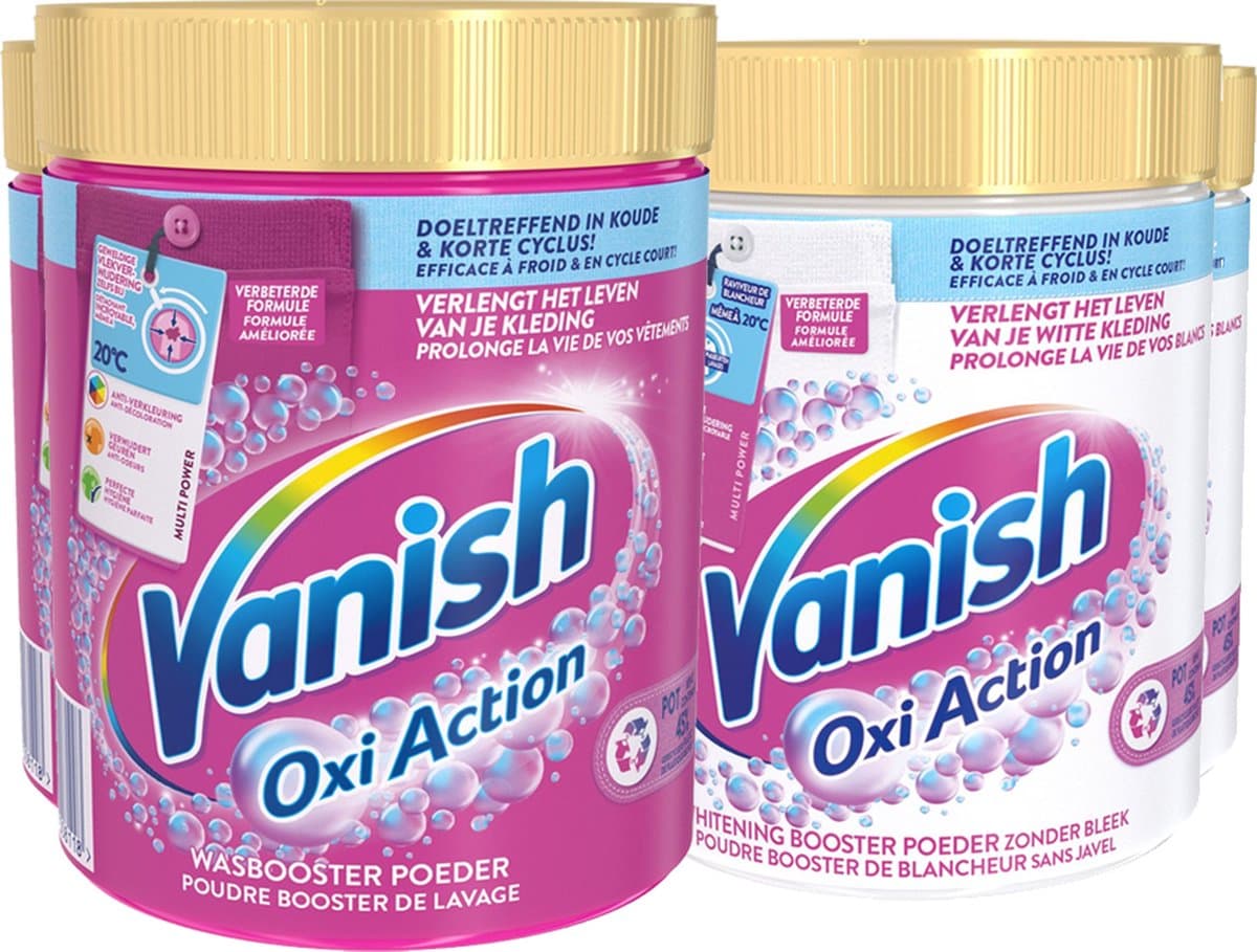 Vanish Oxi Action - Whitening & Wasbooster Poeder - Vlekverwijderaar Voor Witte & Gekleurde Was - 1000g x 4 - Voordeelverpakking — afbeelding 1