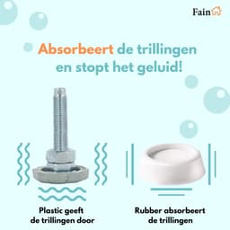 Fain - Trillingsdempers wasmachine – Set van 4 stuks – Wit - Voetjes wasmachine & droger - Wasmachine demper – Anti trillings / vibratie dempers pads – Antislip rubber – Trillingsmat – Antislipmat - Extra dik — thumbnail 3