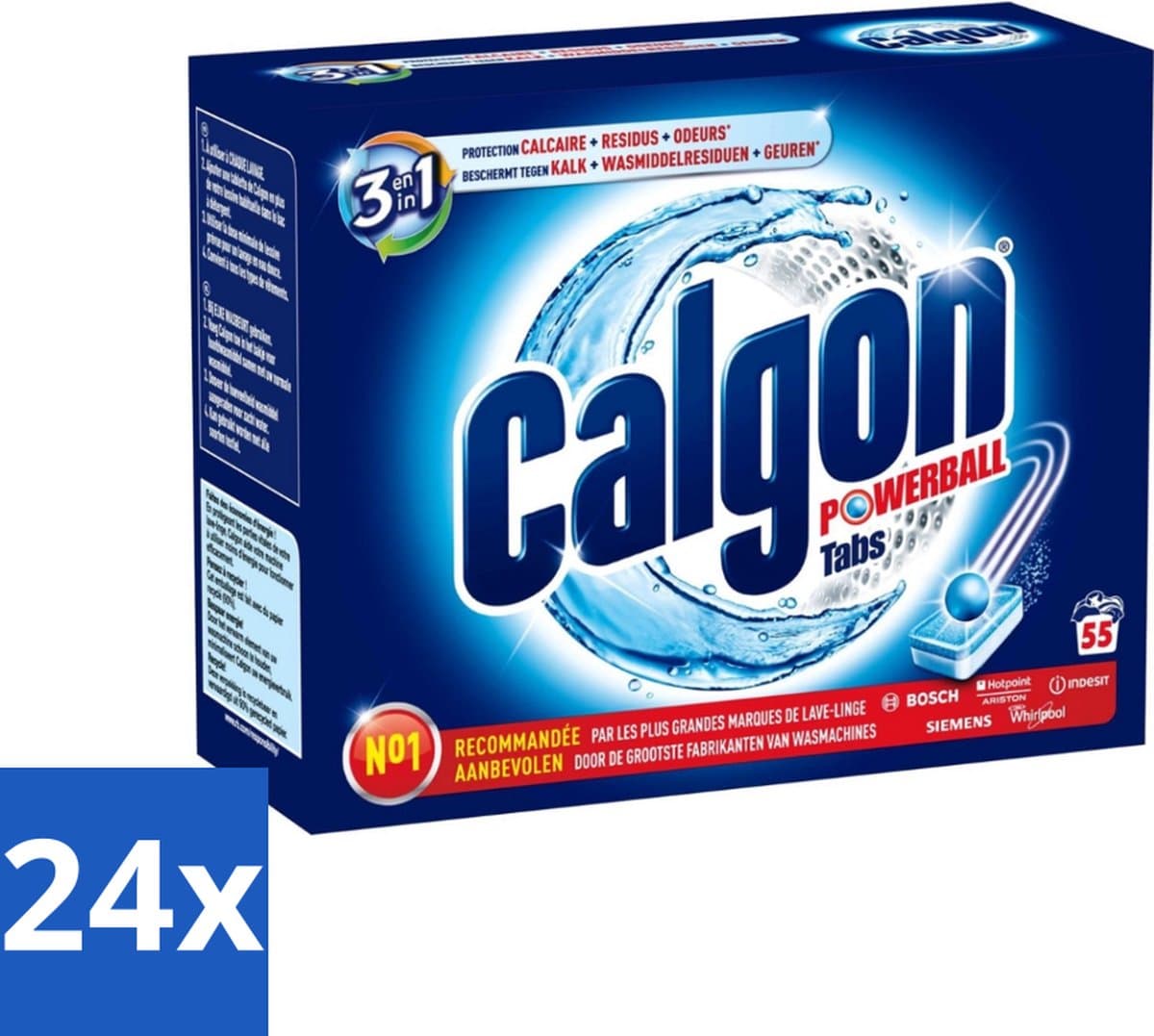 Calgon - Wasmachinereiniger - Tegen Kalkaanslag / Wasmiddelresten / Geuren - 55 Tabletten - Voordeelverpakking - 24 stuks — afbeelding 1
