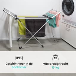 Eleganca Elektrisch Droogrek - 147 x 54 x 94 cm – Verwarmd Wasrek – Snel drogen van Kleding en Handdoeken - 230W - IPX1 - Zilver — thumbnail 4