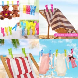 Ultiluxe® Grote strandlaken knijpers - 8 stuks - XXL badhanddoek klemmen - Handdoek clips - Wasknijpers - Badlaken vastzetten - Ligbed, strandstoel, kleding, camping stoel, tafelkleden - Kunststof strandhanddoek — thumbnail 2