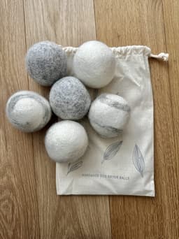6 stuks wollen droogballen - Grijs/Wit - Wasdroger ballen - Droogballen - Wasbal - Duurzaam — thumbnail 3