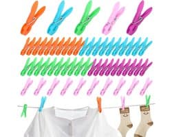 Wasknijpers - Kledingknijpers - Kleding Drogen - Roestbestendige Veer - 50 Stuks - Multicolor