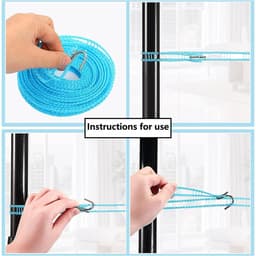 Dailygoods- Waslijn - 2 Stuks - Antislip Elastisch Touw - Draagbare Waslijn - Winddichte Outdoor Waslijn - Hoogwaardig PE-Materiaal - Drooglijn — thumbnail 4