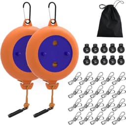 Draagbare waslijn voor op de camping, uitschuifbare waslijn van 8 meter, uitschuifbare waslijn voor op de camping, oprolbare waslijn, uitschuifbare draagbare waslijn, dubbele waslijn. — thumbnail 1