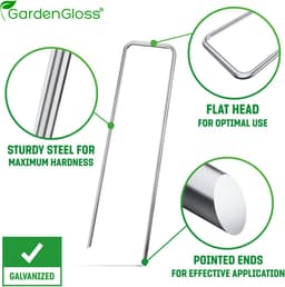 GardenGloss® Anti-Roest Stalen Grondankers (100 Stuks) - Stevige Grondankers Voor Onkruidmat, Tuinmat, Schutting & Camping - 150 mm Lang, 25 mm Breed, Ø 3 mm — thumbnail 2