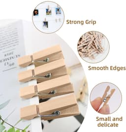Store_9 - Houten Wasknijpers - Mini-Wasknijpers - Duurzaam en Milieuvriendelijk - Beige - Voor Decoraties en Foto's - Handig voor Doe-Het-Zelf Proj... — thumbnail 4