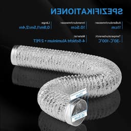 Drainage Slang 100 mm, Lengte 0.9 m, Versterkte 6 Laags Afvoerpijp met 2 Klemmen en 1 Plakband voor Afzuigkap, Droger en Airco — thumbnail 4