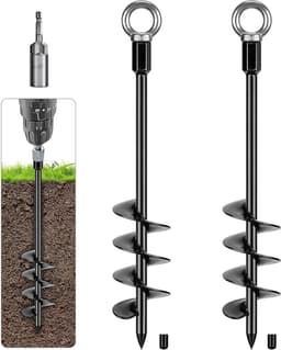 Grondankers 47 cm, stevige metalen grondpennen voor trampoline, schommel en honden, 2 stuks met opbergtas, ideaal voor camping en tuinhuis — thumbnail 1